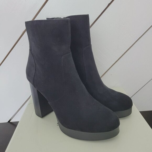 NWT Sun Stone Patriceef Womens Black Faux Suede High Heel Ankle Boots Size 10M - Picture 1 of 9